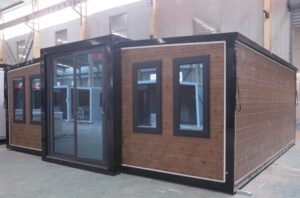 13x20 feet, 20x40 feet prefabricated portable house with glass doors and windows for camping, outdoor living, office, villa, guard house, hotel, shop warehouse, workshop, luxury house