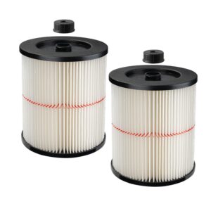 17816 filter for craftsman shop vac 9-17816 wet dry vac, replacement red stripe cartridge filter compatible with craftsman 5/6/8/12/16/32 gallon and larger vacuum cleaner, 2 pack