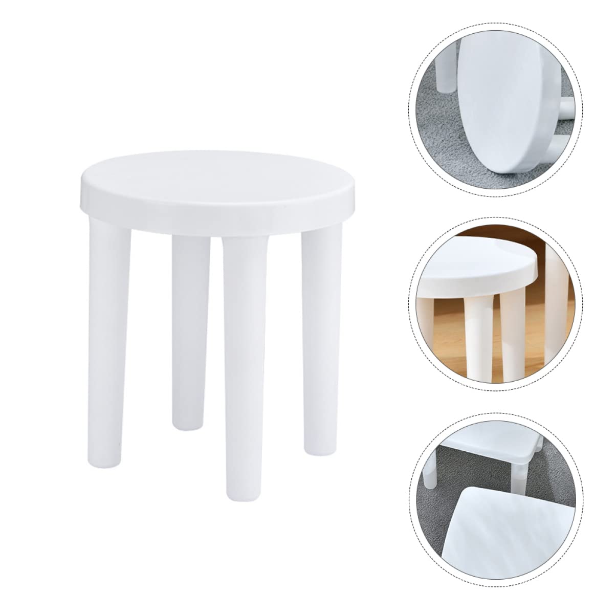 Ciieeo 1pc Japanese Style Stool Small Stool Small Vanity Stool Low Stool Kid Step Stool Step up Stool Non-Slip Stool Little Stool Plastic Furniture Makeup White Child