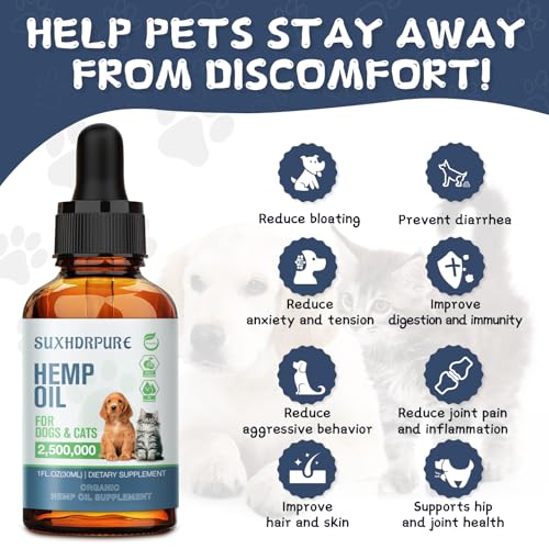 Natural Oil for Dogs and Cats - Natural Oil Drops with Omega Fatty Acids - Hip and Joint Support and Skin Health 240330113