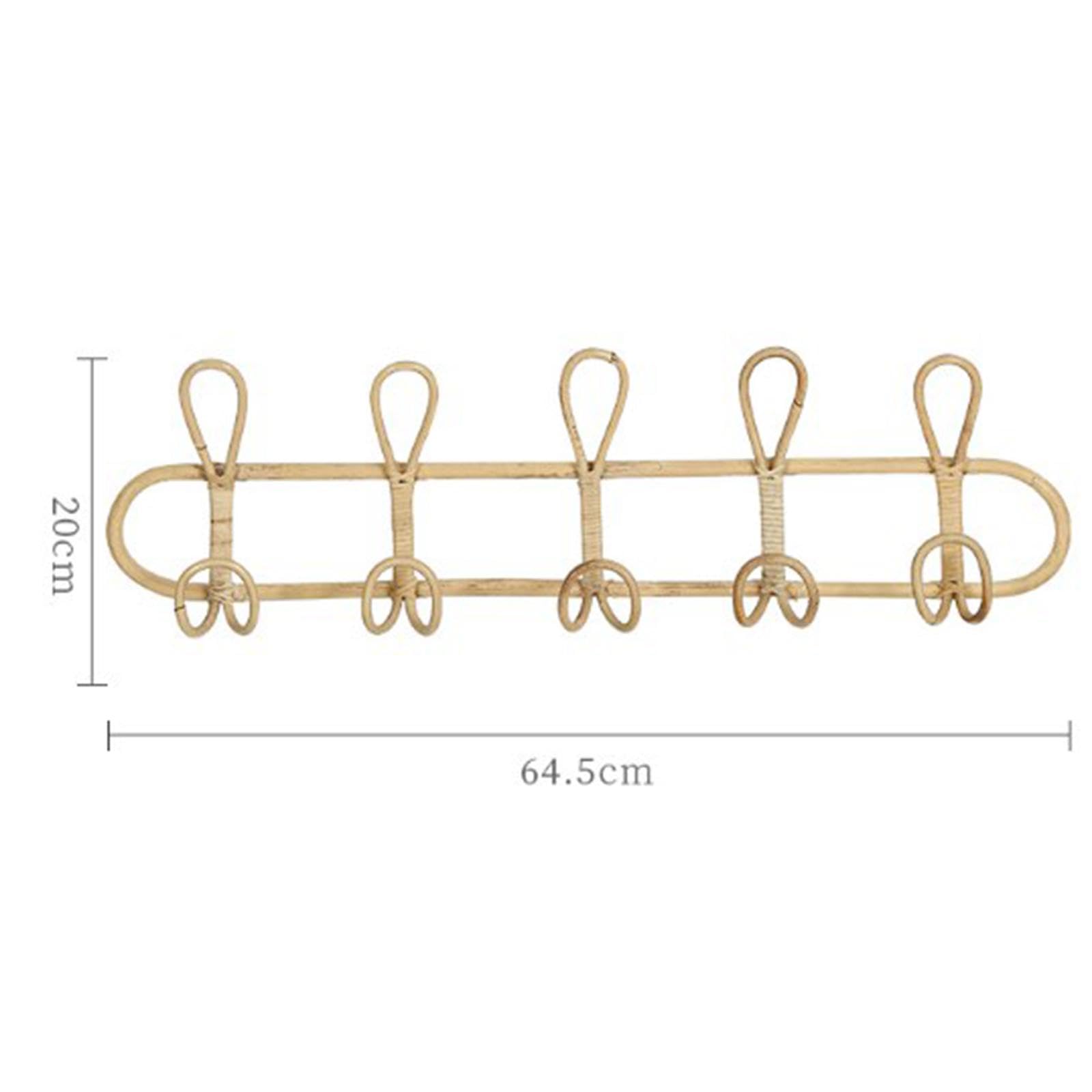 Generic Wall Mounted Coat Rack Clothes Hooks Simple Ornament Supplies Porch Hanging Rattan Clothes Hanger, 5 Hooks, Optional