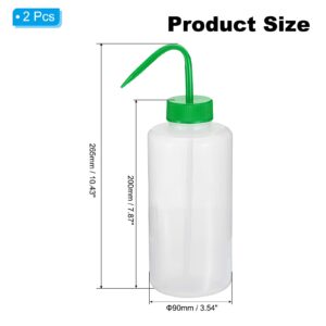 PATIKIL 1000ml Wash Bottle, 2pcs Plastic Squeeze Bottle Wide Mouth Bottle Watering Tools Foam Bottle for Green Soap Cleaning Washing Irrigation, Clear Green