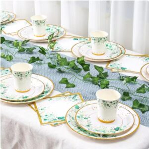 192PCS Sage Green Party Decorations Sage Green Plates Napkins Cups Straws Cutleries Party Supplies Eucalyptus Greenery Tableware for Baby Shower Bridal Shower Birthday Gender Neutral, Serves 24