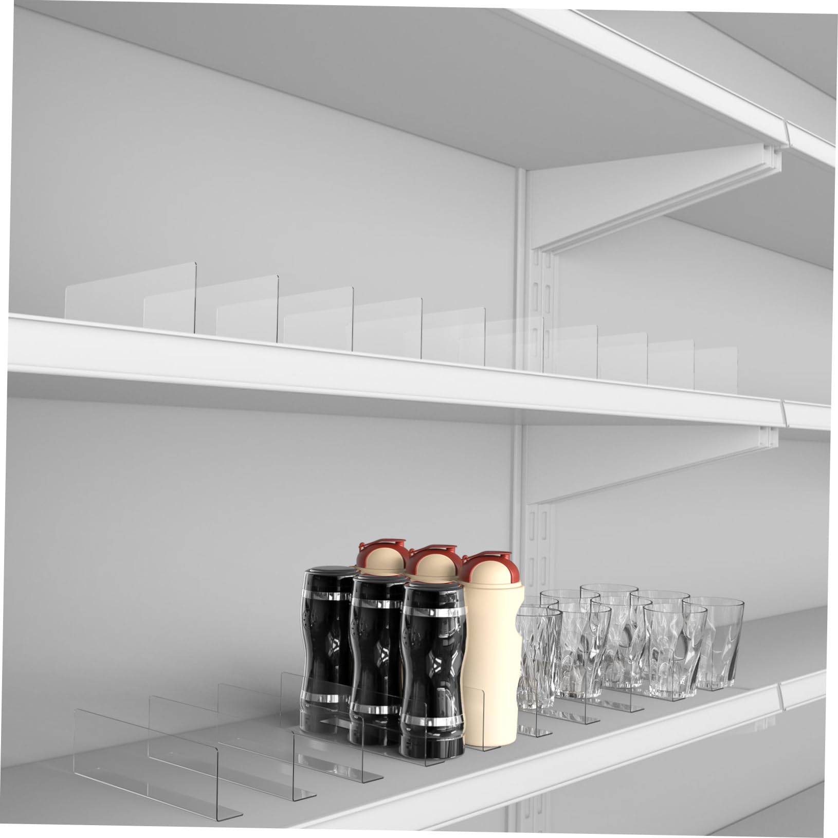 OFFSCH 10pcs Commodity Divider Plastic Storage Shelves Clear Shelf Retail Holders L- Shaped Side Divider Drawers Dividers Magnet Shelf for Fridge Shelf Dividers for Girl Bookshelf Acrylic