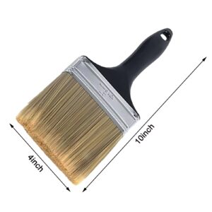 5 Pieces 4 Inch Paint Brushes,Flat Painting Brush Tool with Treated Plastic Handle for Home Furniture DIY Paint,Wood Cabinet,Fences,Deck and Wall Trim