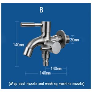 CUFTOBJM 1/2 inch Interface 304 Stainless Steel Dual-Purpose Faucet Washing Machine Laundry Room mop Pool Double Handle Replacement (Color : B)