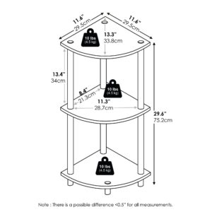 Furinno Turn-N-Tube 3-Tier Corner Display Rack Multipurpose Shelving Unit, White/White