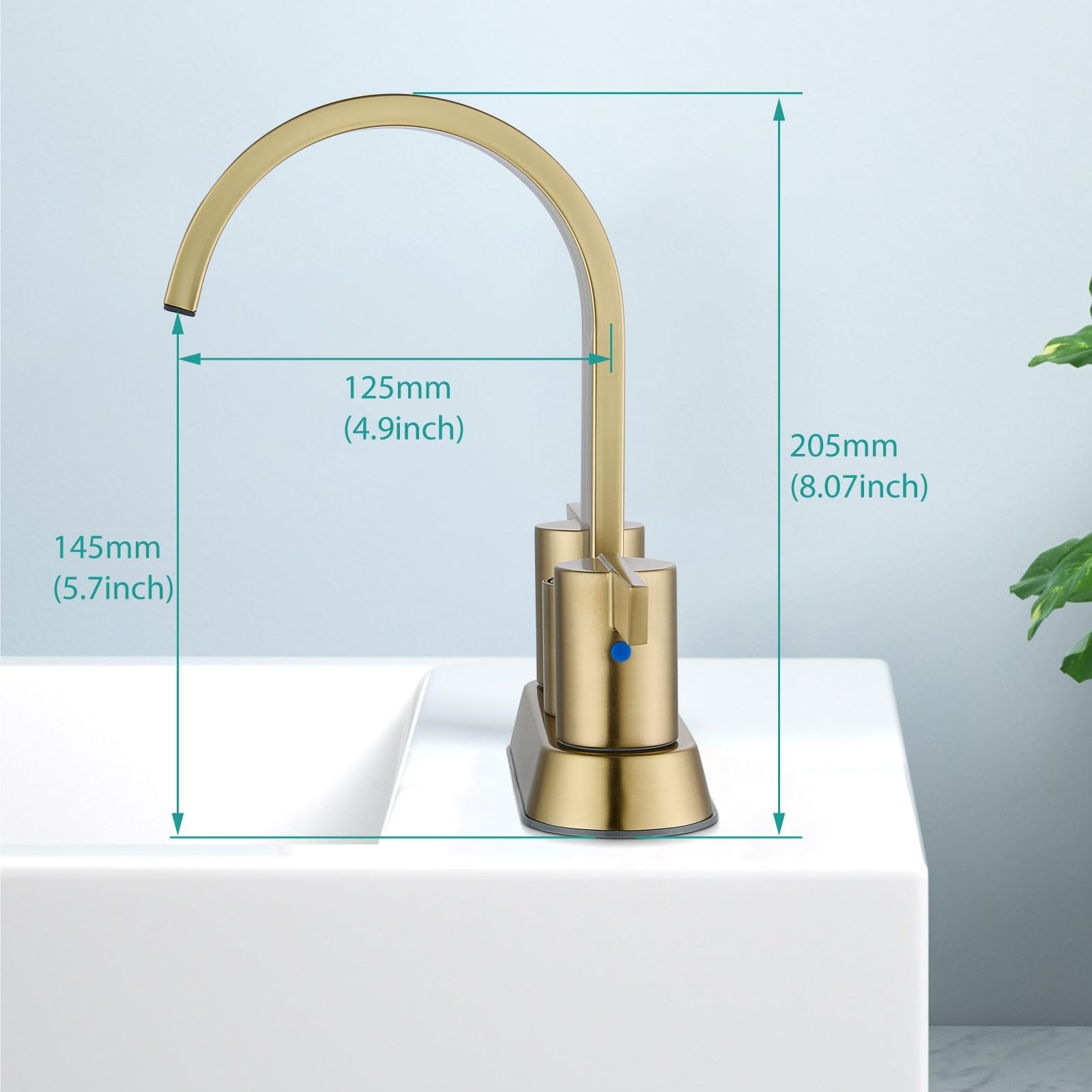 Aolemi Bathroom Faucets for Sink 3 Hole,4 Inch Centerset Waterfall Faucet Bathroom Sink Faucet,2 Handle Faucet for Bathroom Sink,with Pop-Up Drain and Supply Lines,Brushed Gold