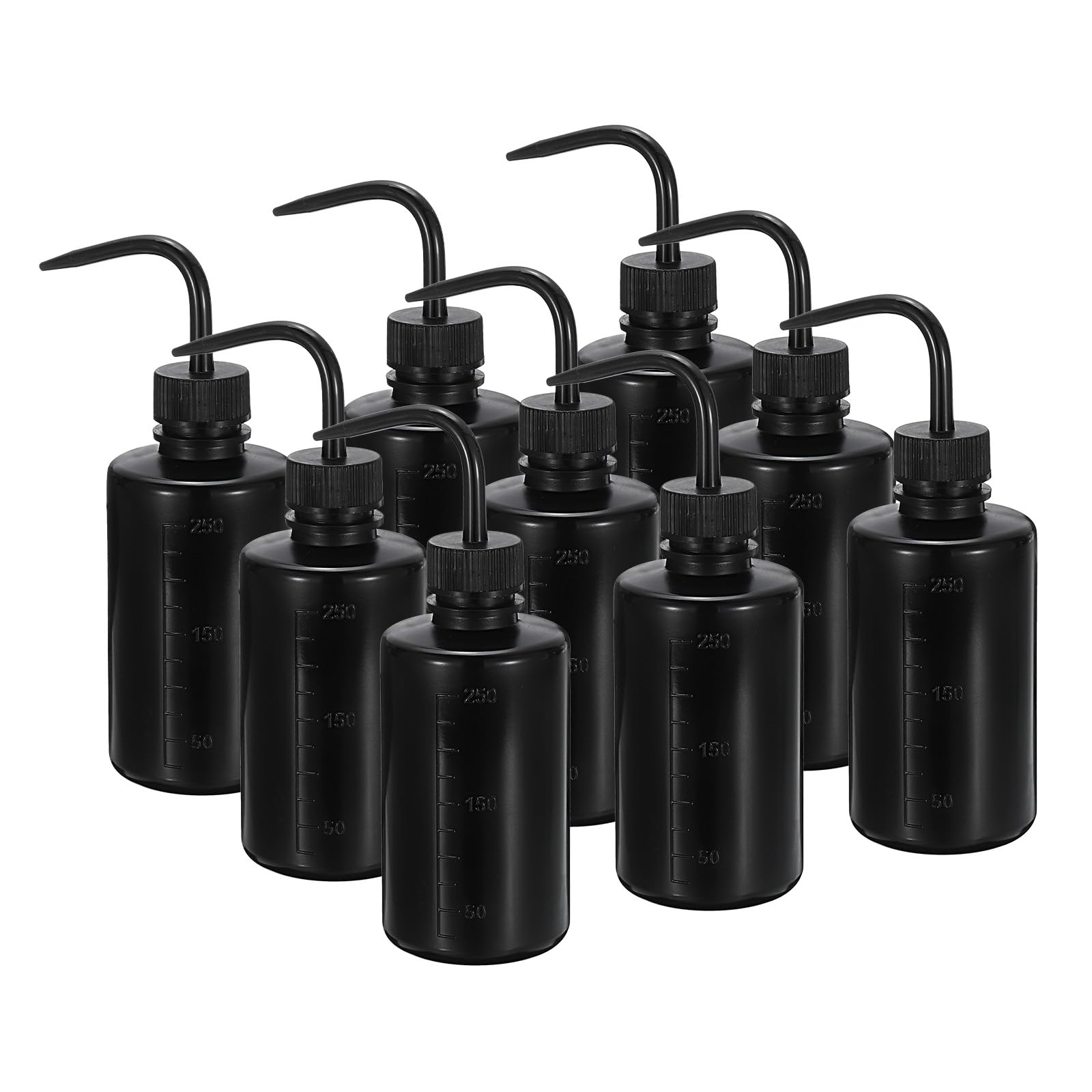 PATIKIL 250ml Wash Bottle, 9pcs Plastic Squeeze Bottle Narrow Mouth Bottle Watering Tools Foam Bottle for Green Soap Cleaning Washing Irrigation, Black