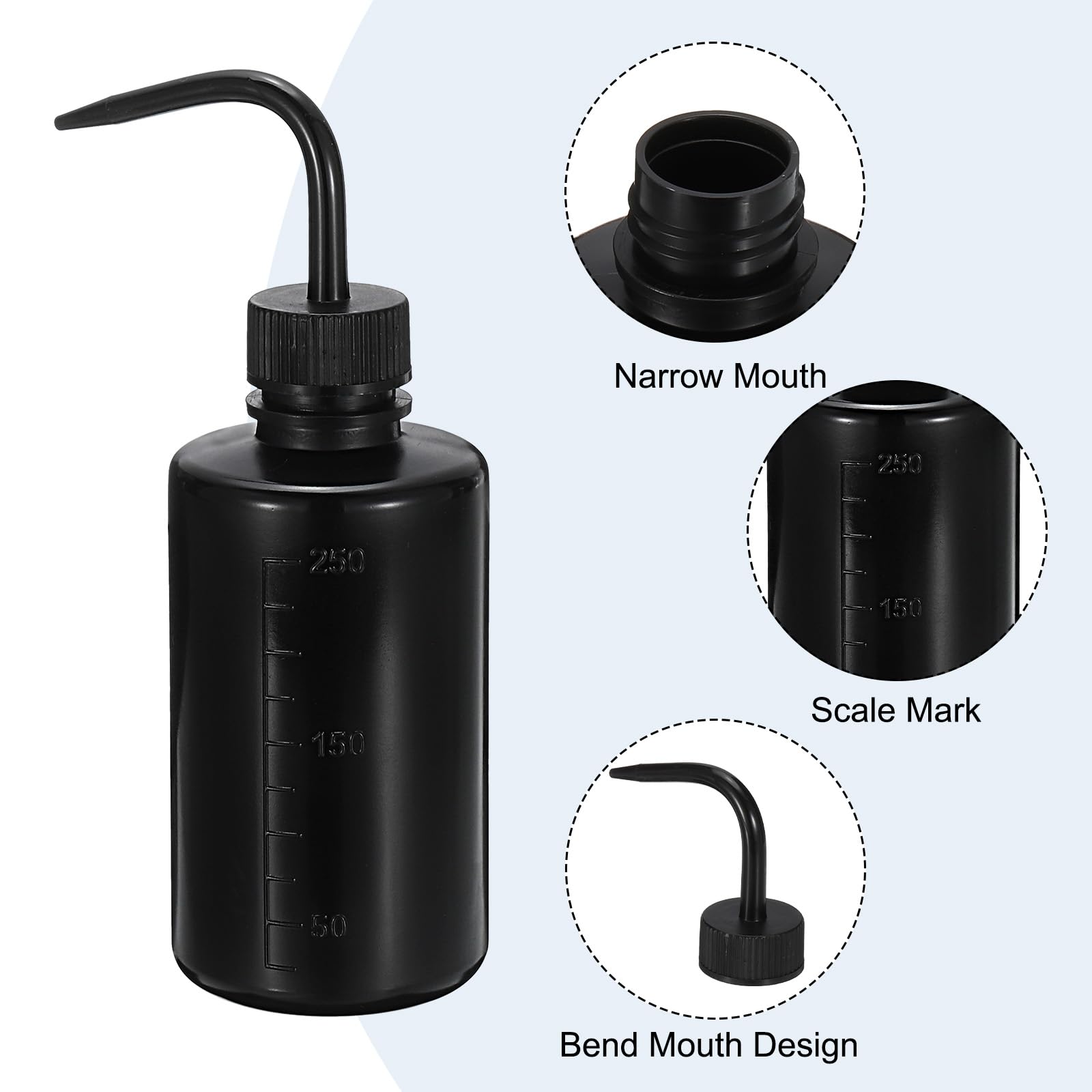 PATIKIL 250ml Wash Bottle, 9pcs Plastic Squeeze Bottle Narrow Mouth Bottle Watering Tools Foam Bottle for Green Soap Cleaning Washing Irrigation, Black