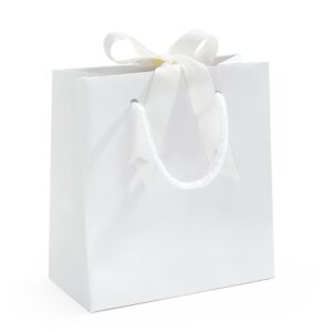 shyrabbit 10pcs white gift bags with handles,7.9x3.1x9.1inch cosmetics paper bags,gift bags,white gift bags with bow,christmas gift bags, shopping paper bags