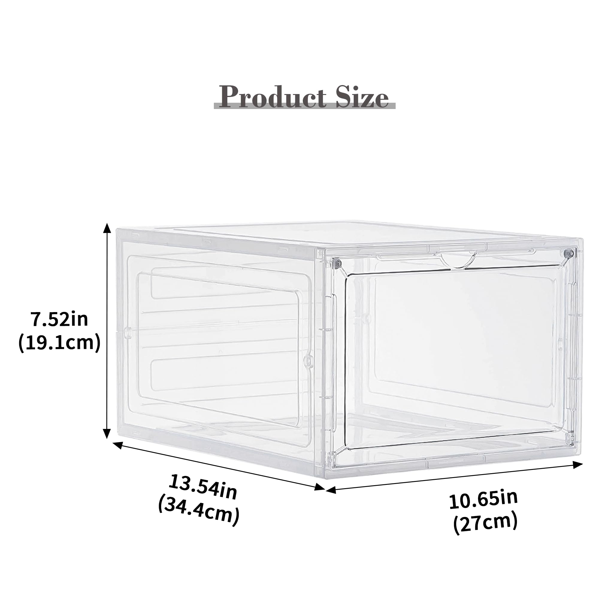 LXLXXL Storage Bins with Lids, 6 Pack Clear Plastic Storage Containers with Magnetic Acrylic Door, 19 Qt Stackable Storage Box for Home,Office Organizing