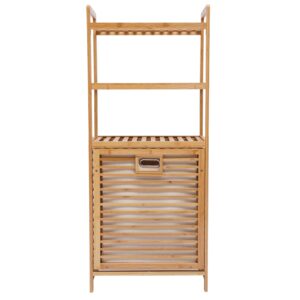 bamboo laundry hamper, fold laundry hamper, laundry room shelves with rope handles, natural stain bamboo, four layers storage basket 19.7"l*11.8"w*46.9"h(inch), for laundry room, bedroom