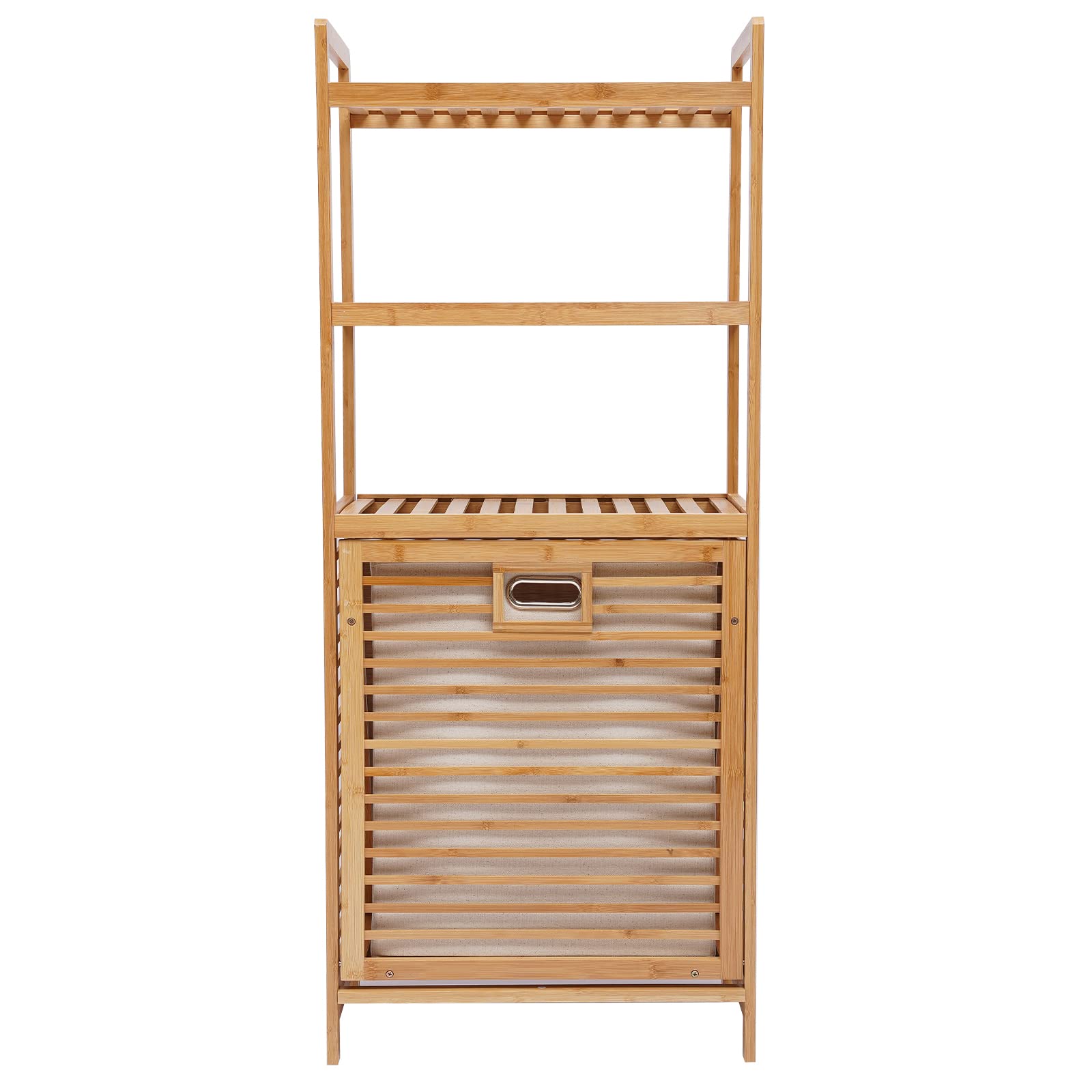 Bamboo Laundry Hamper, Fold Laundry Hamper, Laundry Room Shelves With Rope Handles, Natural Stain Bamboo, Four Layers Storage Basket 19.7"L*11.8"W*46.9"H(inch), For Laundry Room, Bedroom