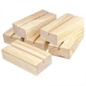 6 pcs wood picture holders place card holders table number stands card holder wooden stands name card holders for display, table setting, wedding, home decoration (2.75 x 1.38 x 0.71 inch)