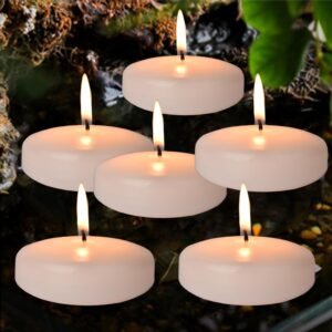 3 inch floating candles,12pack white dripless wax unscented wax 13-15hours burning, wedding party candles,for centerpieces suitable for cylindrical vases,swimming pool,restaurant decoration