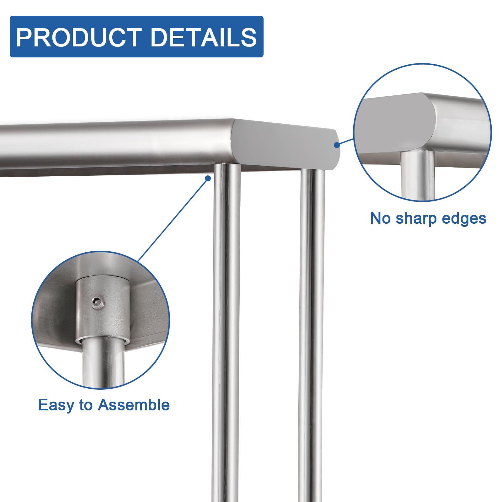 HARDURA Stainless Steel Overshelf 12X72 Inches, NSF Commercial Double Shelf for Prep Work Table in Restaurant, Home and Kitchen