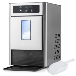 arlime nugget ice maker, countertop ice maker with 2.3l water tank, 4ft water inlet pipe, manual & auto water refill, ice maker machine w/ice scoop & water tray, ice machine for kitchen, home, bars