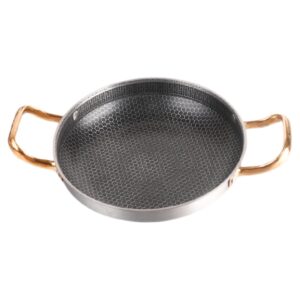 watiifufu stainless steel hong style honeycomb griddle thickened seafood crayfish rice pot creative double ear plate pan (26cm) fry pan non stick frying pans honeycomb skillet