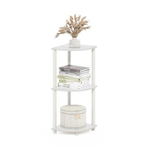 Furinno Turn-N-Tube 3-Tier Corner Display Rack Multipurpose Shelving Unit, White/White