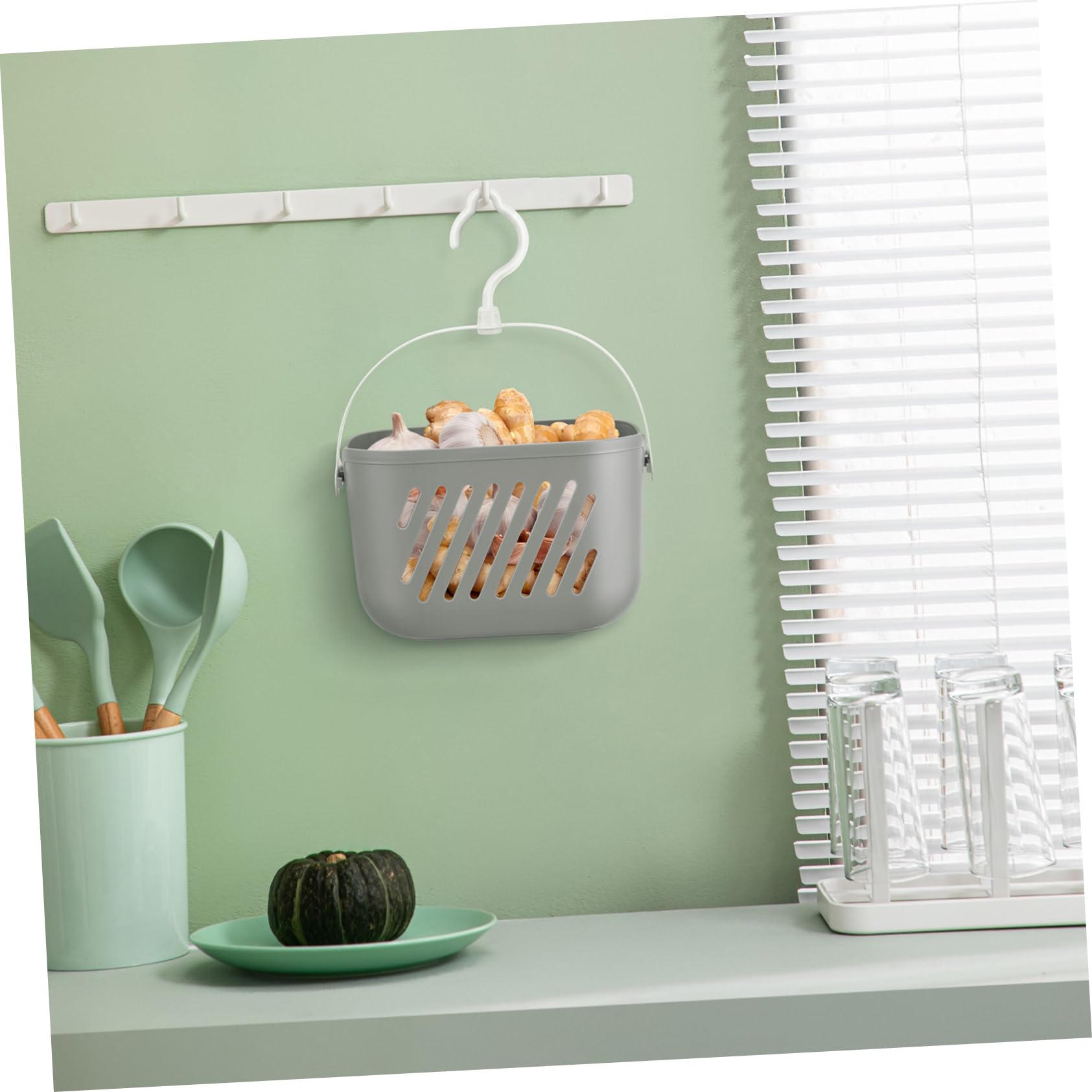 Ciieeo Plastic Hanging Shower Caddie Basket Kitchen Organizer Hanging Storage Basket with Hooks for Home Bathroom Kitchen Pantry Grey