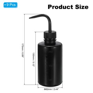 PATIKIL 250ml Wash Bottle, 9pcs Plastic Squeeze Bottle Narrow Mouth Bottle Watering Tools Foam Bottle for Green Soap Cleaning Washing Irrigation, Black