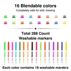 ARLTR Washable Markers Bulk, Bulk Pack of 320 in 16 Vibrant Colors with Super Tip - Perfect for Kids' Classrooms & Teachers