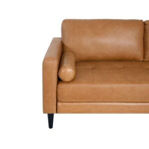 Naomi Home Genuine Leather Loveseat Sofa - Revel in Exquisite Leather Opulence - Unparalleled Luxury Mid-Century Leather Couch- Embodiment of Cozy Lounging and Contemporary Design, Tan