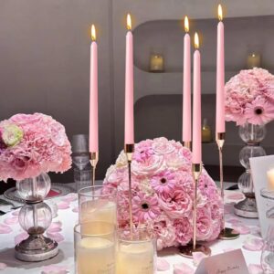 10 Inch Baby-Pink Taper Candles for Home Decoration, 10 Pack Unscented Candlesticks for Dinner Wedding Party, Smokeless and Dripless Candle Sticks