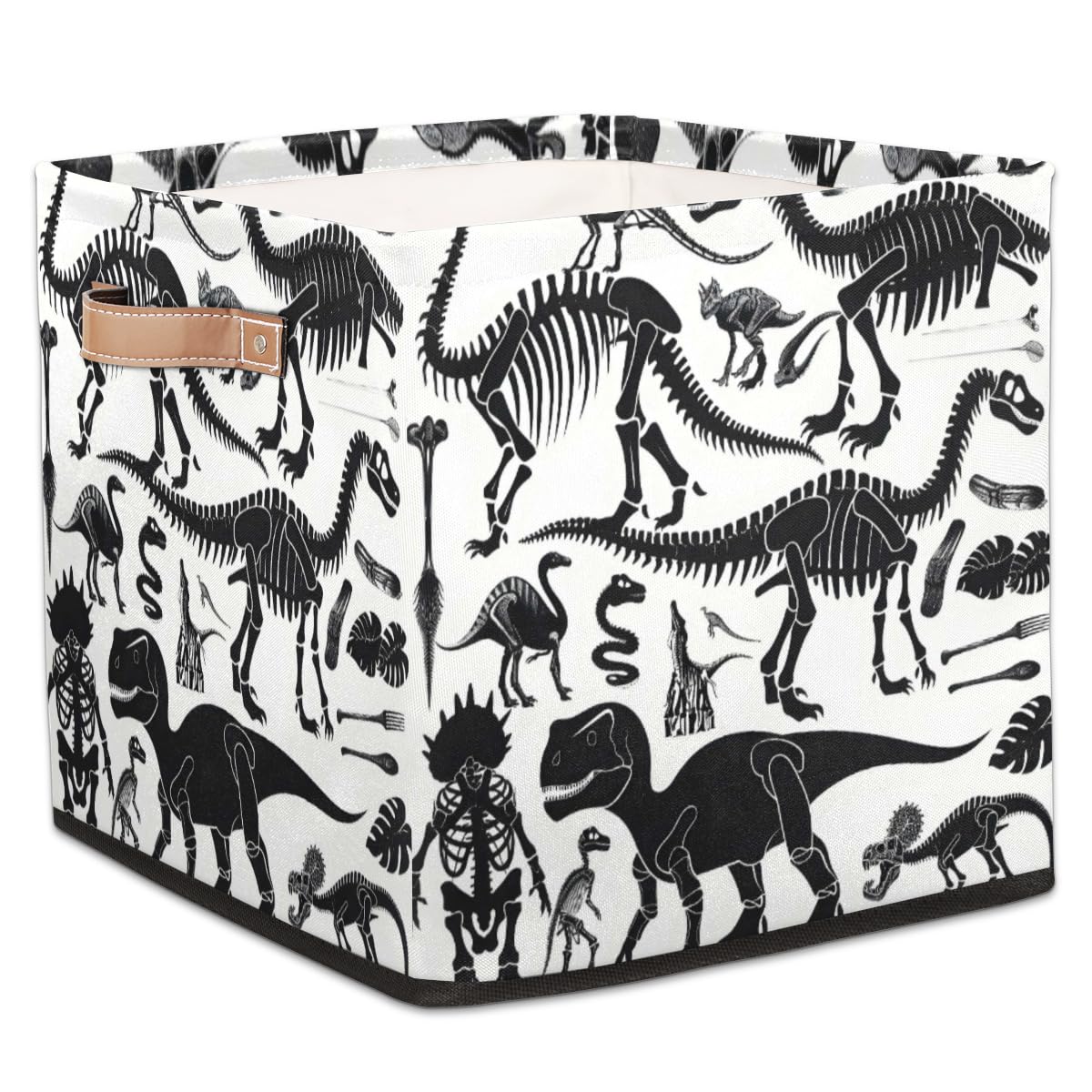 Tablerazzi Dinosaur Bone Cube Storage Bin, 13 Inch Collapsible Fabric Storage Cube Bin, Foldable Cube Baskets for Shelf, Closet, Organizer