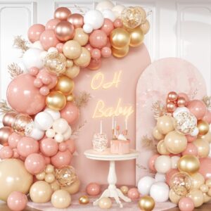 139pcs blush pink balloons garland arch kit rose gold balloon retro dusty pink pastel orange baby shower decorations wedding decorations bridal shower decorationsbirthday decoration