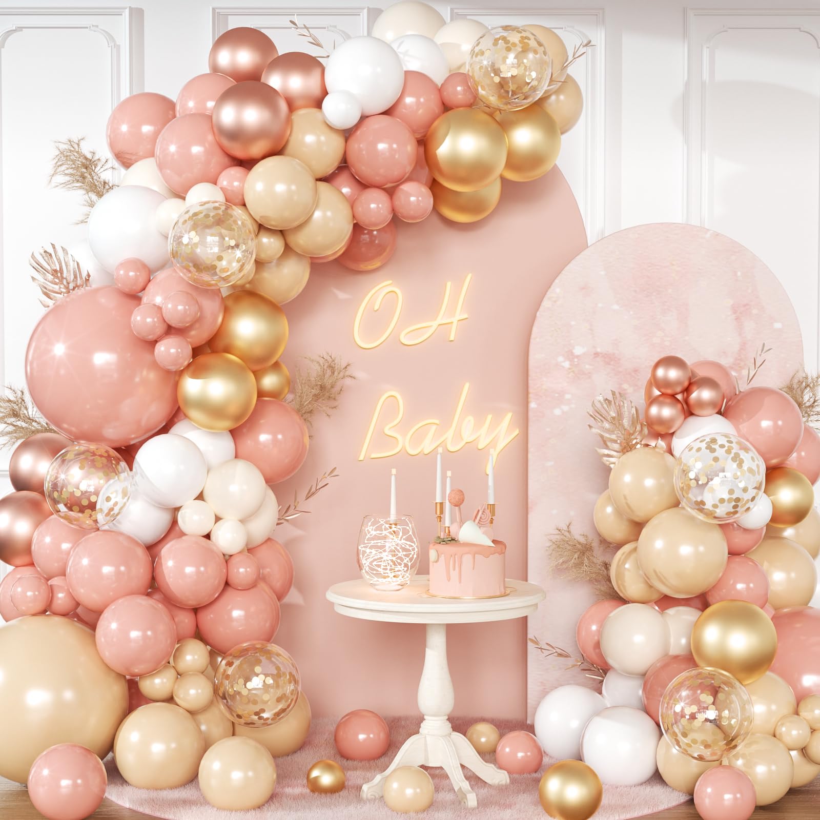 139pcs Blush Pink Balloons Garland Arch Kit rose gold balloon Retro Dusty Pink Pastel Orange baby shower decorations wedding decorations bridal shower decorationsBirthday decoration