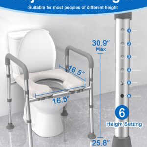 HOMLAND Raised Toilet Seat with Handles, Toilet Seat Riser for Seniors with Adjustable Height & Width, FSA/HSA Eligible 400lb Handicap Elevated Toilet Seat for Elderly, Pregnant, Fit Any Toilet