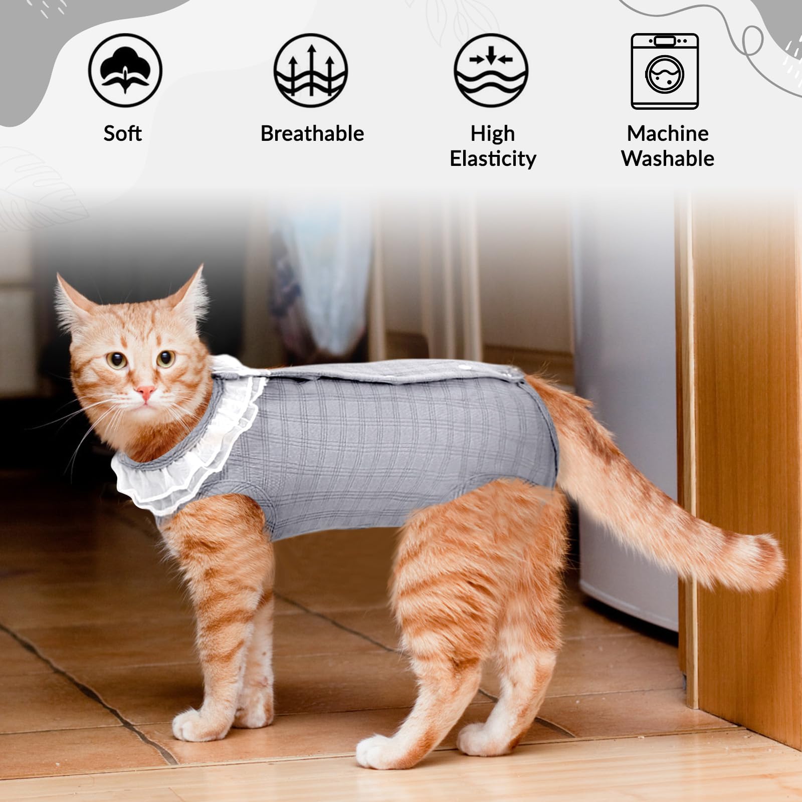 ASENKU Cat Recovery Suit, Cat Surgery Recovery Shirt Female After Surgery for Abdominal Wounds,Cat Onesie Anti Licking Wounds, E-Collar Alternative for Female Cats Kitten