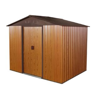 LUSPAZ 6ft x 8ft Outdoor Metal Storage Shed with Metal Floor Base,Air Vent,Sliding Doors and Padlock Patio Shed All Accessory Included Easy to Assemble for Backyard