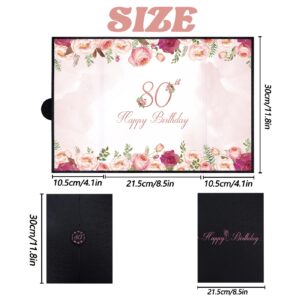 Vlipoeasn 80th Birthday Guest Book Alternative, Black and Pink 80th Birthday Party Decorations for Women, Creative Diamond 80th Birthday Signature Book, Cheers to 80 Year Old Birthday Party Supplies