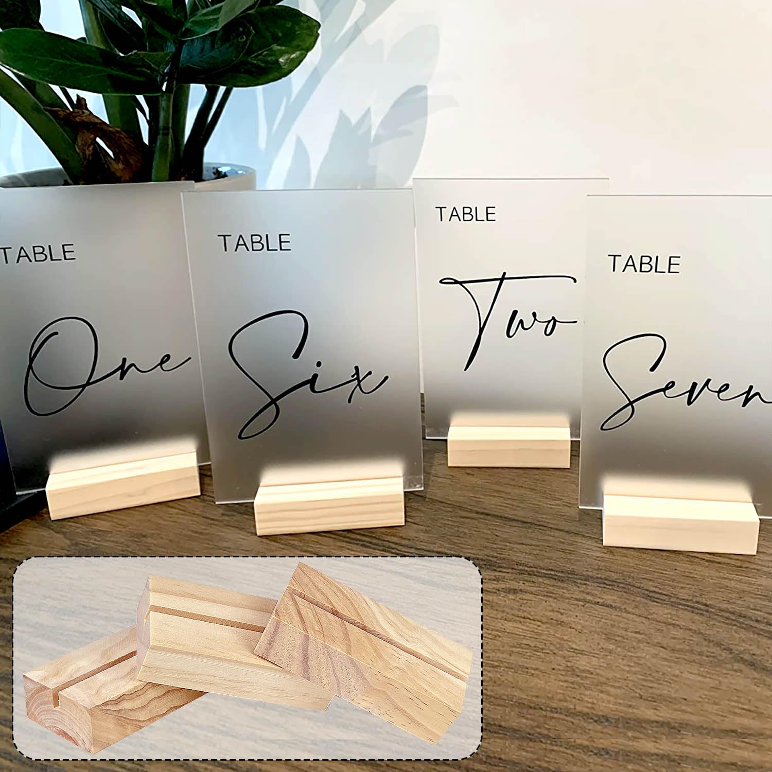 6 Pcs Wood Picture Holders Place Card Holders Table Number Stands Card Holder Wooden Stands Name Card Holders for Display, Table Setting, Wedding, Home Decoration (2.75 x 1.38 x 0.71 Inch)