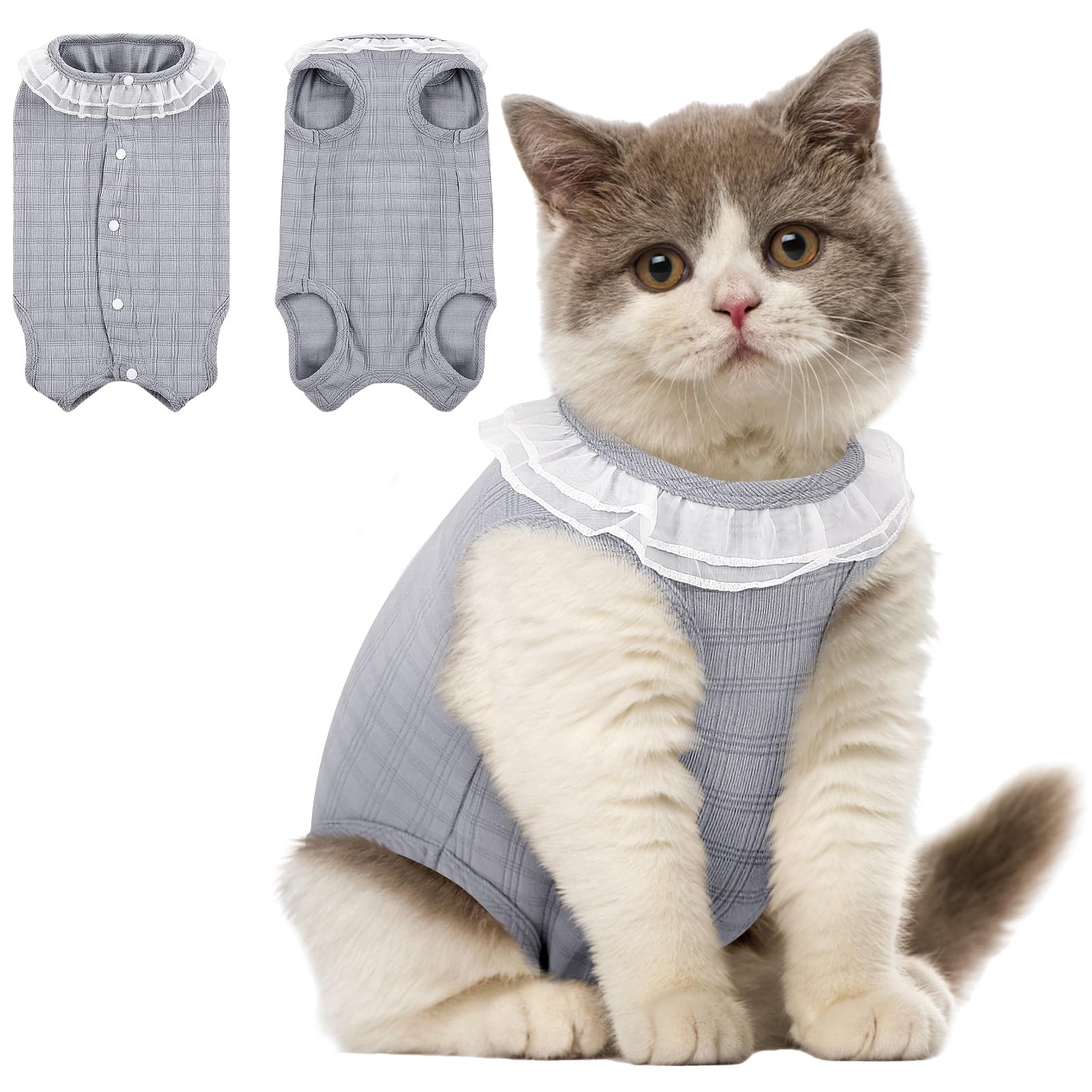 ASENKU Cat Recovery Suit, Cat Surgery Recovery Shirt Female After Surgery for Abdominal Wounds,Cat Onesie Anti Licking Wounds, E-Collar Alternative for Female Cats Kitten