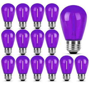 lrsueyskin s14 purple led bulbs 1w s14 led bulb shatterproof plastic outdoor indoor filament replacement bulbs e26 base decorative led string light bulbs for party home wedding halloween (purple)