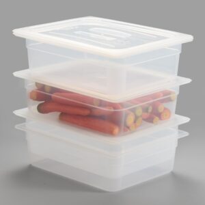 curta 4 pack translucent food pan with lid, half size 4" deep nsf listed commercial-grade polypropylene plastic