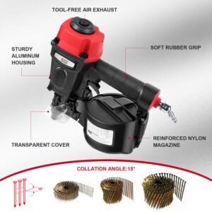 3PLUS HCN55SP Pneumatic Coil Pallet Nailer Professional Air Nail Gun Accepts 15 Degree 1-Inch to 2-1/4-Inch Wire Collated Nails