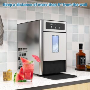 ARLIME Nugget Ice Maker, Countertop Ice Maker with 2.3L Water Tank, 4FT Water Inlet Pipe, Manual & Auto Water Refill, Ice Maker Machine w/Ice Scoop & Water Tray, Ice Machine for Kitchen, Home, Bars