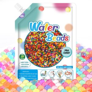 jacisk water beads 120,000 pcs colorful jelly water gel beads, rainbow mix non toxic water beads for vase filler, plant, floating candles, wedding and home decoration