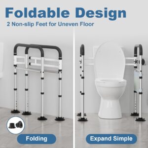 HOMLAND Toilet Safety Rails for Seniors, FSA/HSA Eligible Adjustable Detachable Toilet Safety Frame with Handles for Elderly and Disabled, 350LBS Handicap Toilet Rail Fits Most Toilets