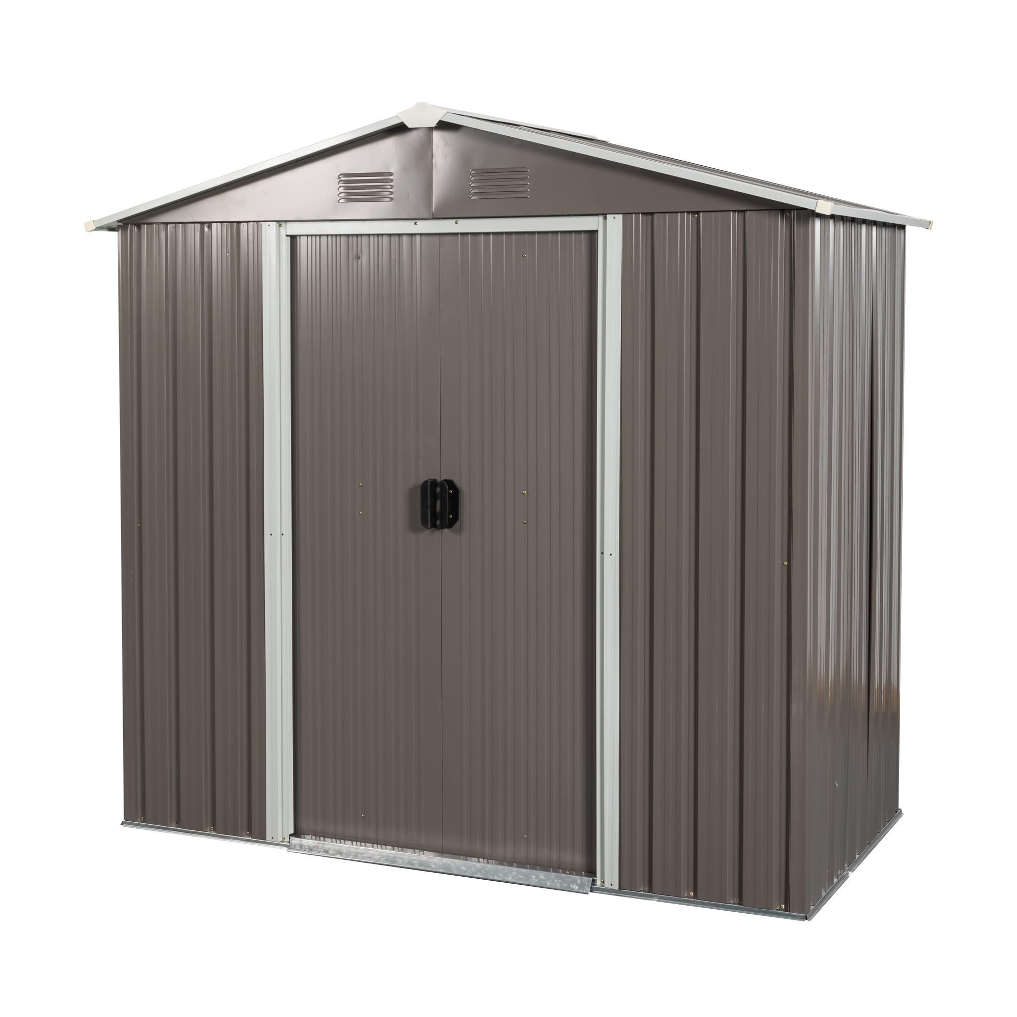 LUSPAZ 8ft x 4ft Outdoor Storage Shed with Floor Base, Metal Garden Shed Utility Tool Bike Storage Shed Cabinet with Lockable Sliding Doors and Vents, Weather Resistant Backyard Shed for Storage