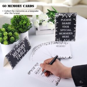 Funeral Guest Book 5PCS Set, in Loving Memory 80 Pages Funeral Sign-in Guestbook for Memorial Service Celebration of Life, Includes Funeral Sign in Book, Pen, Memory Cards, Table Sign (7.7"x10",Black)