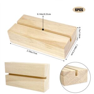 6 Pcs Wood Picture Holders Place Card Holders Table Number Stands Card Holder Wooden Stands Name Card Holders for Display, Table Setting, Wedding, Home Decoration (2.75 x 1.38 x 0.71 Inch)