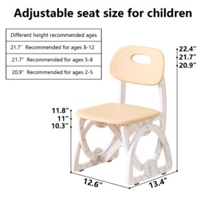 Adjustable Kids Chair 3 Level Height Adjustable Kid Chair Sturdy Children's Chair for 2-10 Years Old Suitable for Family Home Classroom Kindergarten Indoor use with a Max Weight of 220LB(1PCS-Beige)