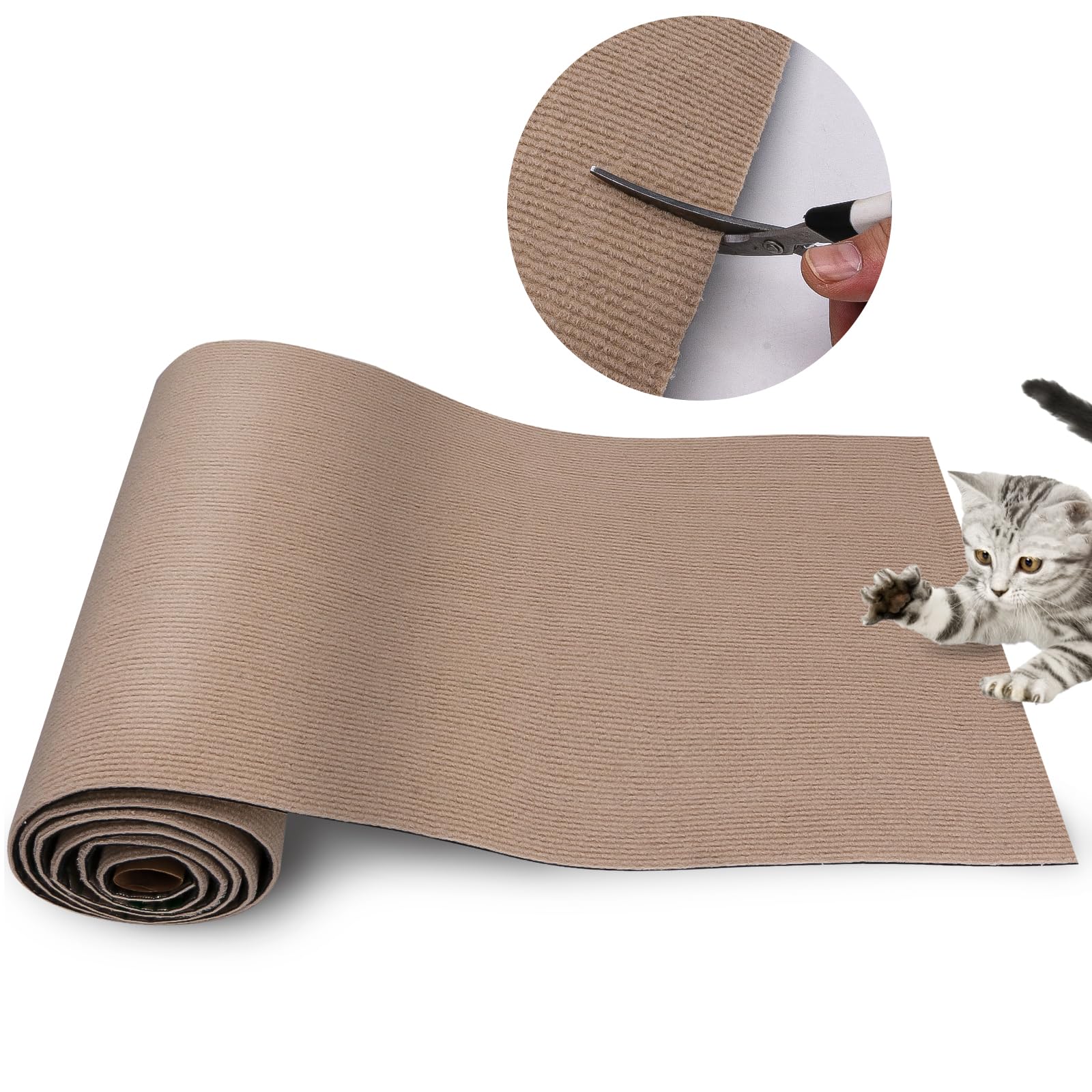 XUYEDOGLSH Cat Scratch Mat，Cat Scratch Carpet Trimmable Self-Adhesive Cat Scratch Pad,Decorative Cat Tree Shelf，Cat Wall，Cat Scratching Post,Cat Couch Protector 78.7"x15.8"