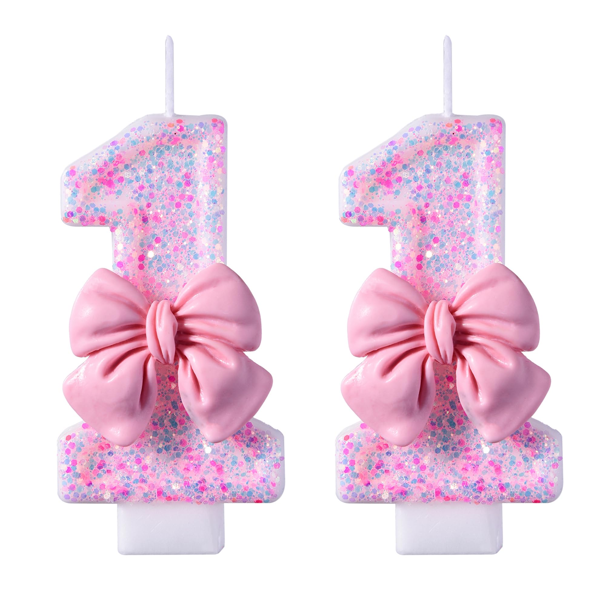 VSHILI 11th Birthday Candles, Pink 11 Year Old Number Birthday Candles, Happy Birthday Party Cake Topper Decoration Gifts for Girls